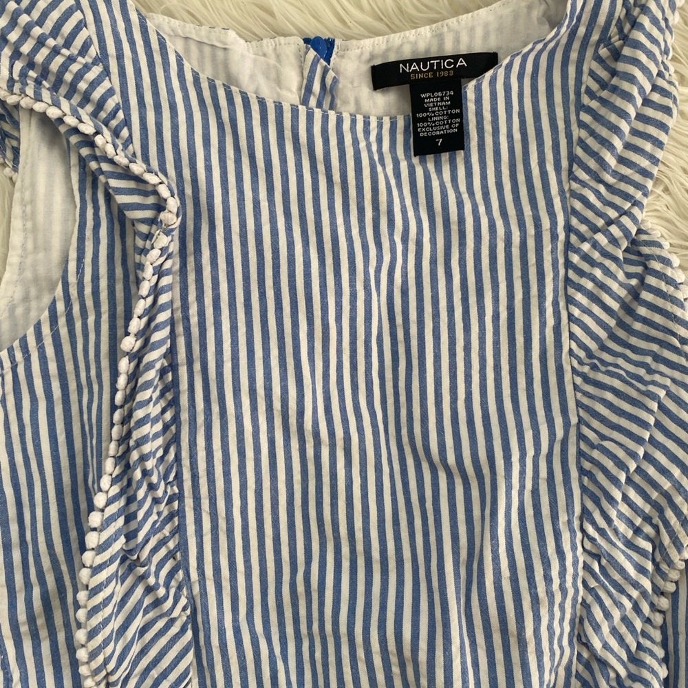 Nautica Women's Blue and White Striped Tank Top